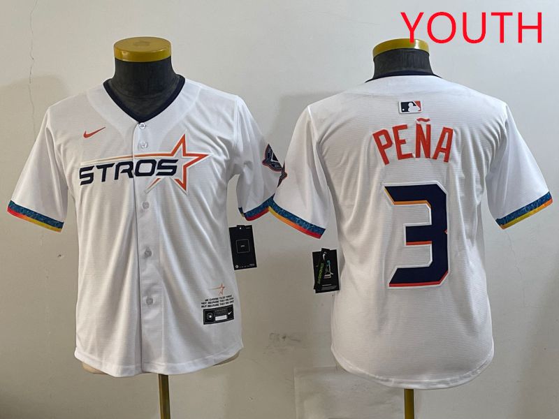 Youth Houston Astros #3 Pena White Fourth generation Joint Name 2025 Nike MLB Jersey style 4